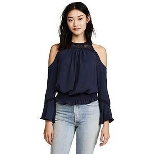 NWT Ramy Brook | Ella Crochet Cold-Shoulder Blouse in Navy
